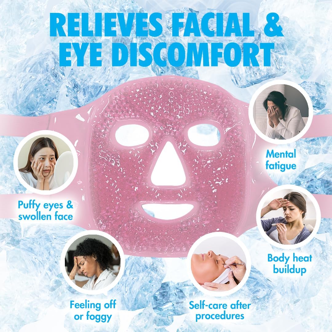 Reusable Hot & Cold Gel Face Mask - Reduces Eye Puffiness, Dark Circles & Facial SPA Mask