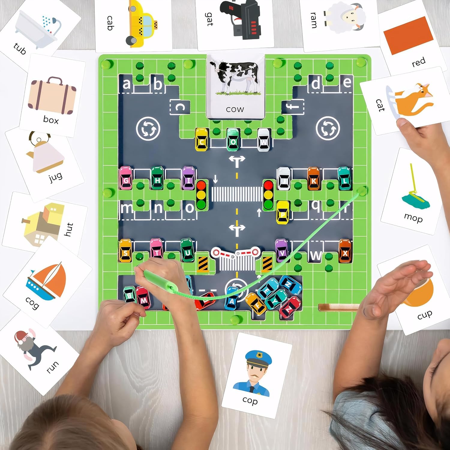 Kids Wooden Montessori Alphabet Parking Maze Magnetic Board