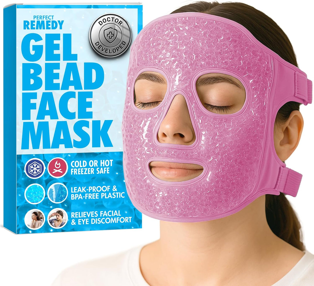 Reusable Hot & Cold Gel Face Mask - Reduces Eye Puffiness, Dark Circles & Facial SPA Mask