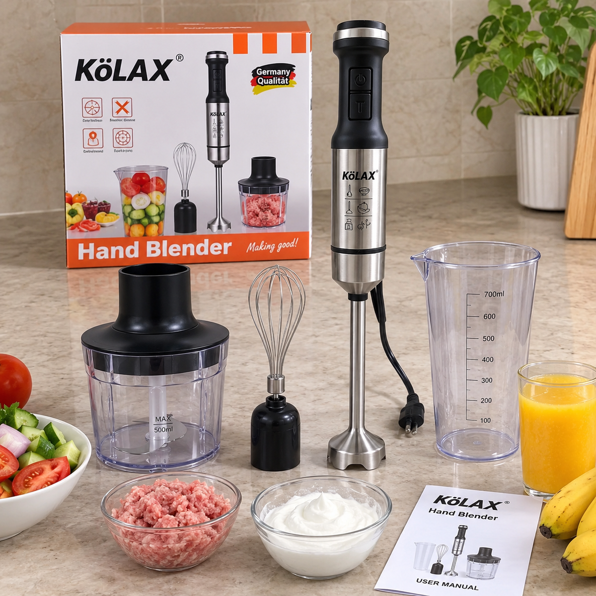 KoLAX 4 in 1 Hand Blender Set 1000W - Made in Germany