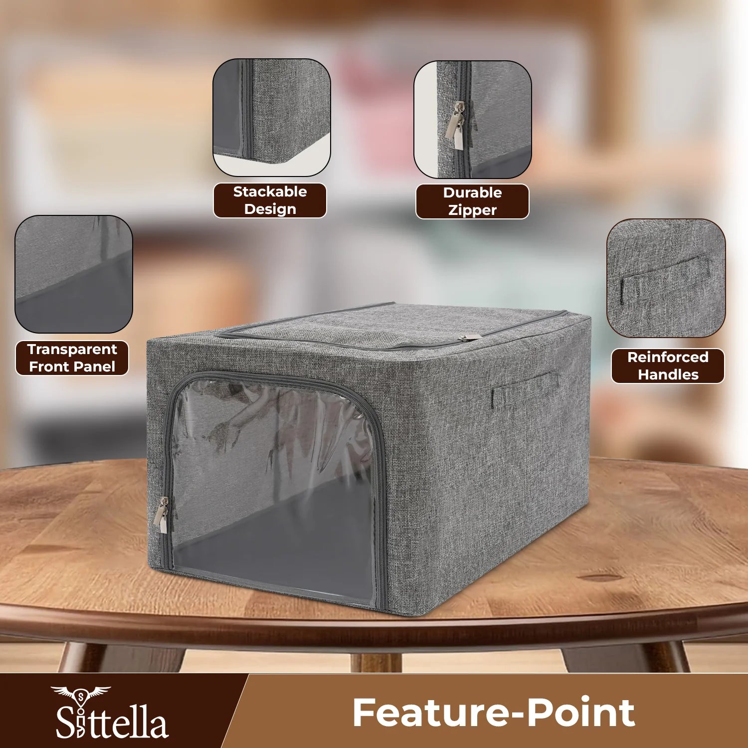 Premium Quality Foldable Zipper Storage Box for Clothes, Shoes & More