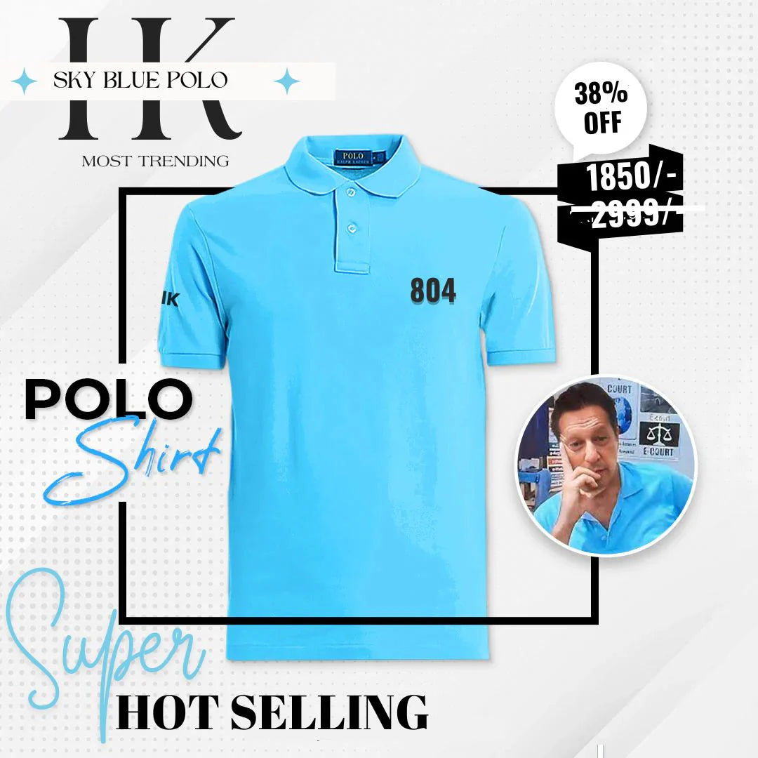 Sky Blue 804 Embroidery Polo Shirt - Eid Best Sellerš„