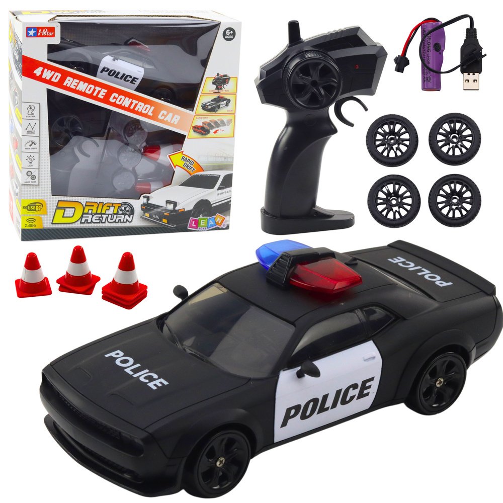 Rechargeable High Speed RC Drift Police Car with Lights