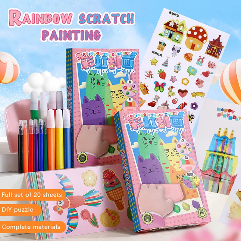 DIY Rainbow Scratch Art Painting Kit