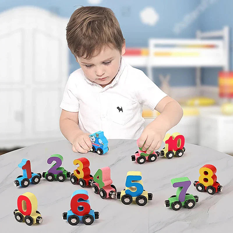 Wooden Colorful Magnetic Digital Number Train Toy For Kids