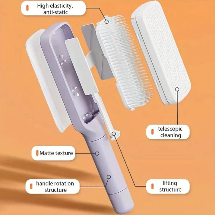 4 In 1 Self Cleaning Hair Brush Comb