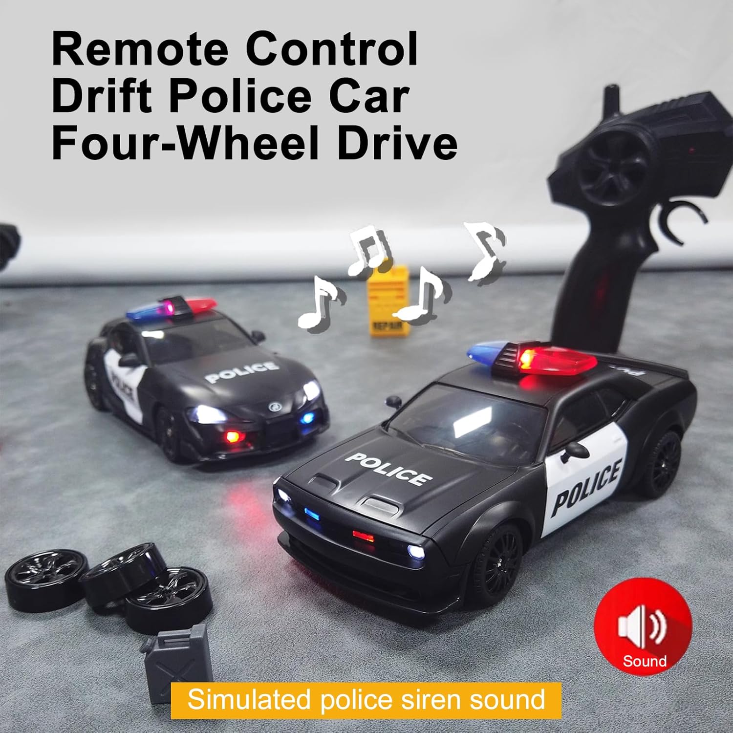 Rechargeable High Speed RC Drift Police Car with Lights