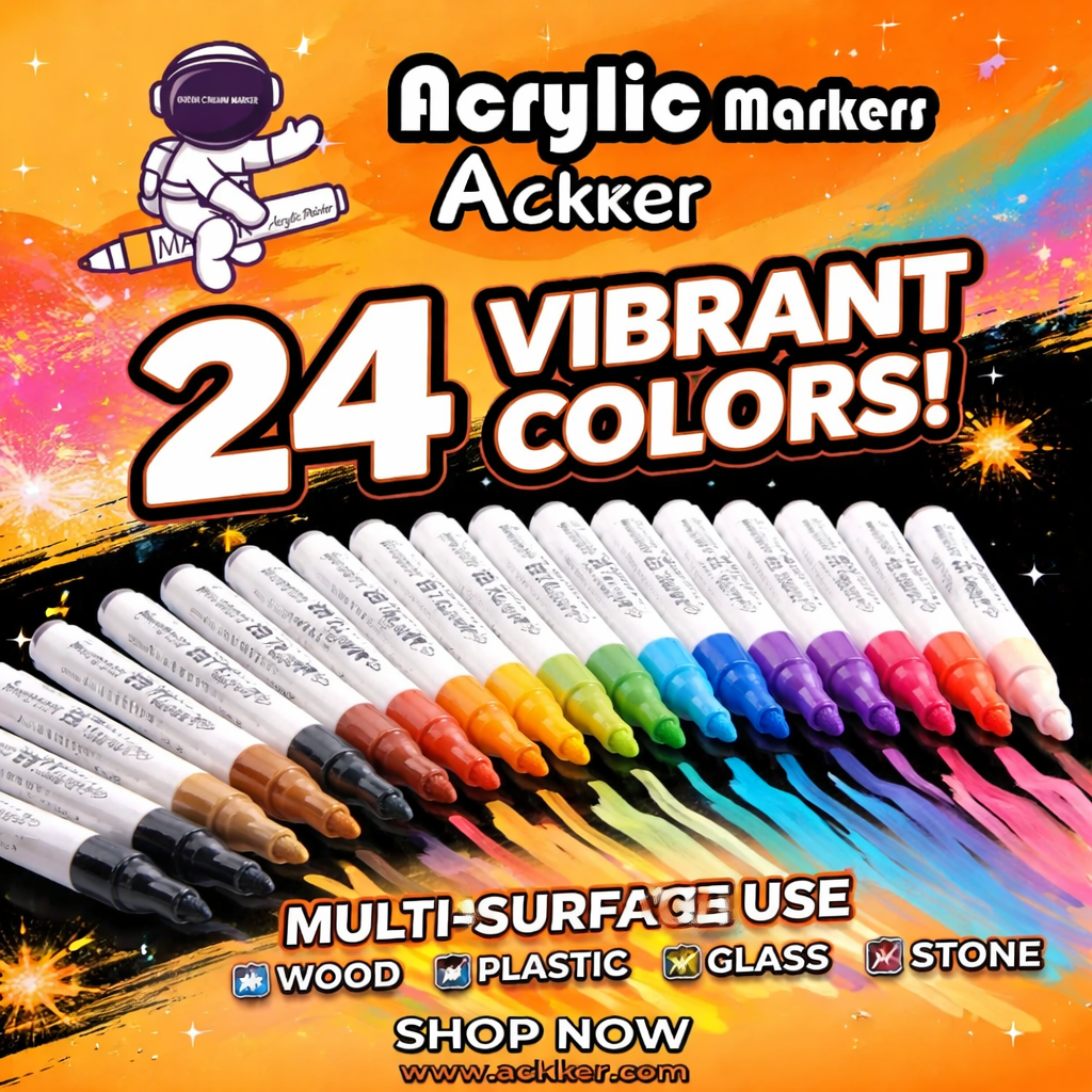Double Ended Vibrant Acrylic Markers - 24 Pcs Set
