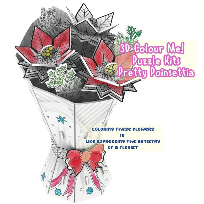 Self Assemble 3D Flower Colouring Puzzle Set With Markers