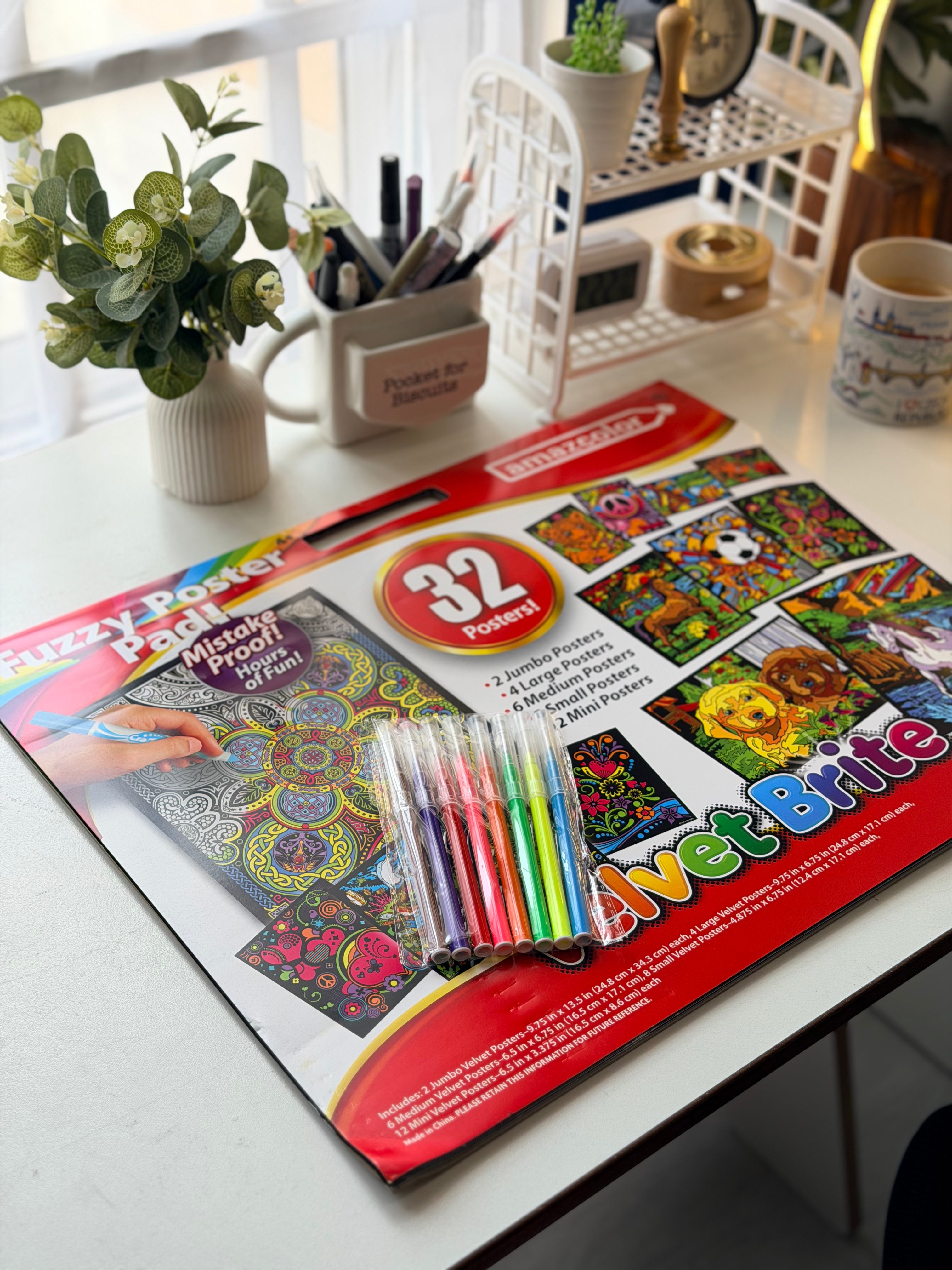 DIY Magic Fuzzy Velvet Coloring Posters With Colors