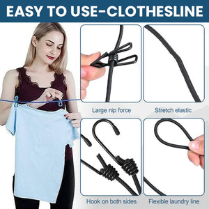 Portable Clothlesine Rope With 12 Clips