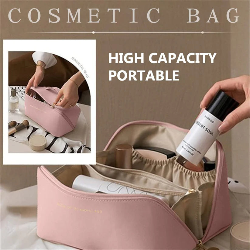 Large Capacity Leather Travel Cosmetic Bag