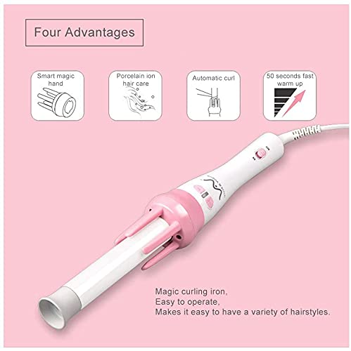 Hair Curler, Curling Iron Wand 5 Minutes Automatic Hair Crimper, 360°Two-Way Rotating Ceramic Hair Waver,