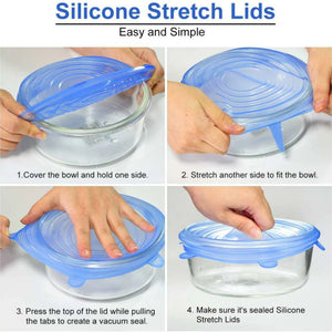 Reusable Silicone Stretch Lids - Pack of 6